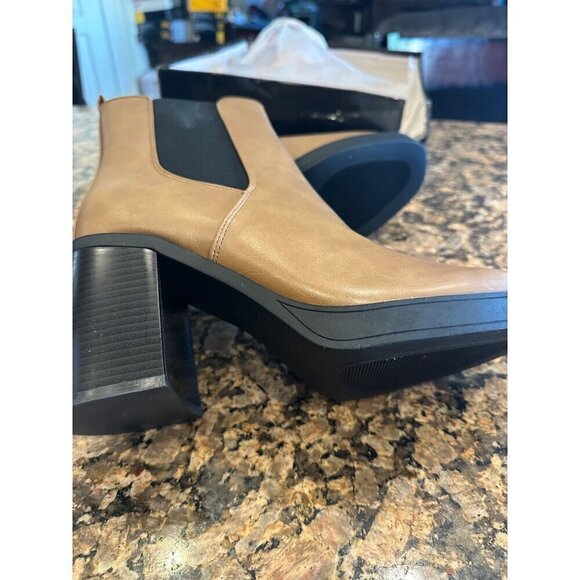 Hawkwell  Platform Side Zipper Chelsea Boots Chunky High Heel Square Toe SZ 9 - Picture 5 of 6